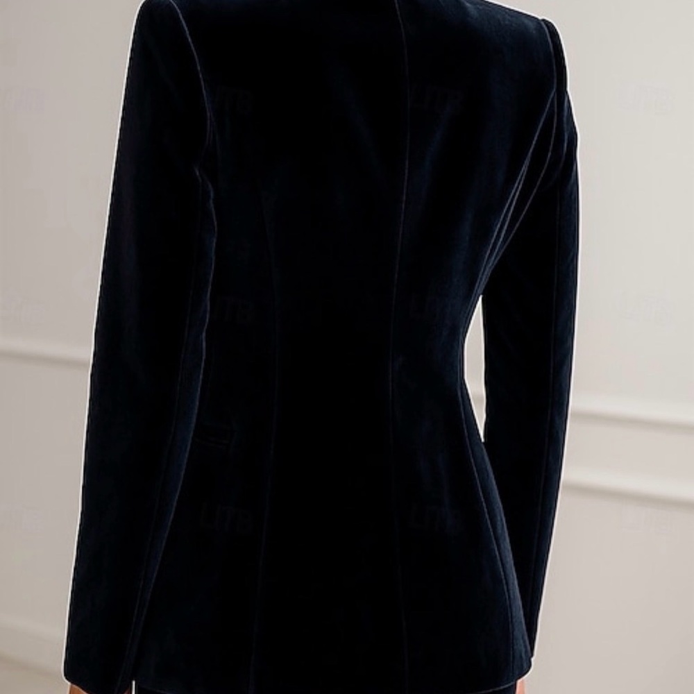 Express Black Velvet Blazer with Matching Vest - Picture 11 of 12